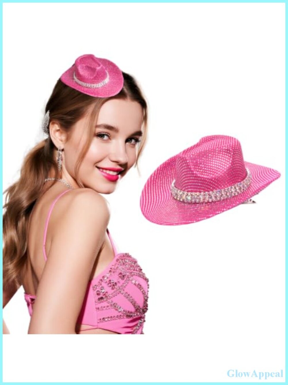 Mini Cowboy Hat Hair Clip with Polka Dot Pattern for Women Costume Accessory